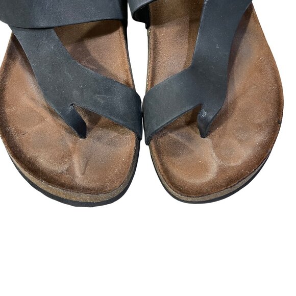 Mountain Sole Leather Sandal Black Toe Loop Silver Buckle Size 8 (READ) - Picture 5 of 8